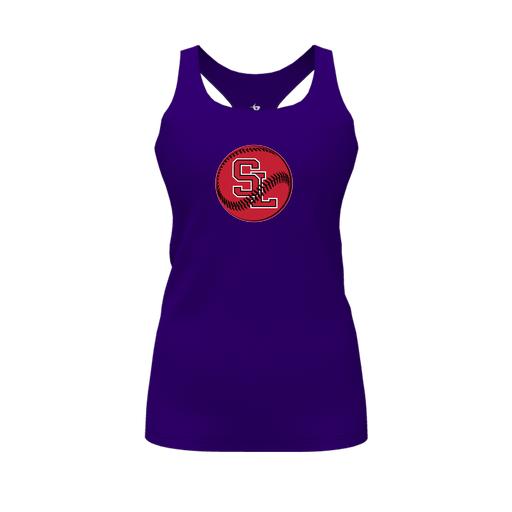 [FT0TRBPP-FYS-LOGO1] Decker Racerback Tank Top (Female Youth S, Purple, Logo 1)