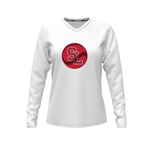 [FTLVPTWH-FYXS-LOGO1] Decker Performance T-Shirt (Female Youth XS, White, V Neck, Logo 1, Long Sleeve)