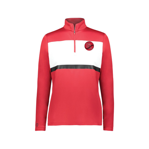 [222791.408.XS-LOGO1] Ladies Bold 1/4 Zip Pullover (Female Adult XS, Red, Logo 1)