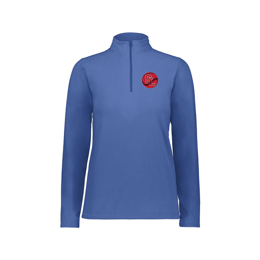 [6864.060.XS-LOGO1] Ladies MicroFleece 1/4 Zip Pullover (Female Adult XS, Royal, Logo 1)