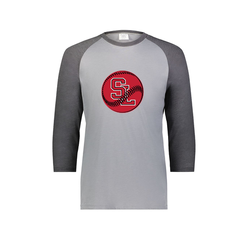 [6879.30V.S-LOGO1] Men's Vintage 3/4 Sleeve T-Shirt (Adult S, Gray, Logo 1)