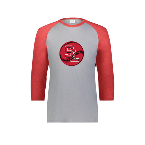 [6880.27V.S-LOGO1] Youth Vintage 3/4 T-Shirt (Youth S, Red, Logo 1)
